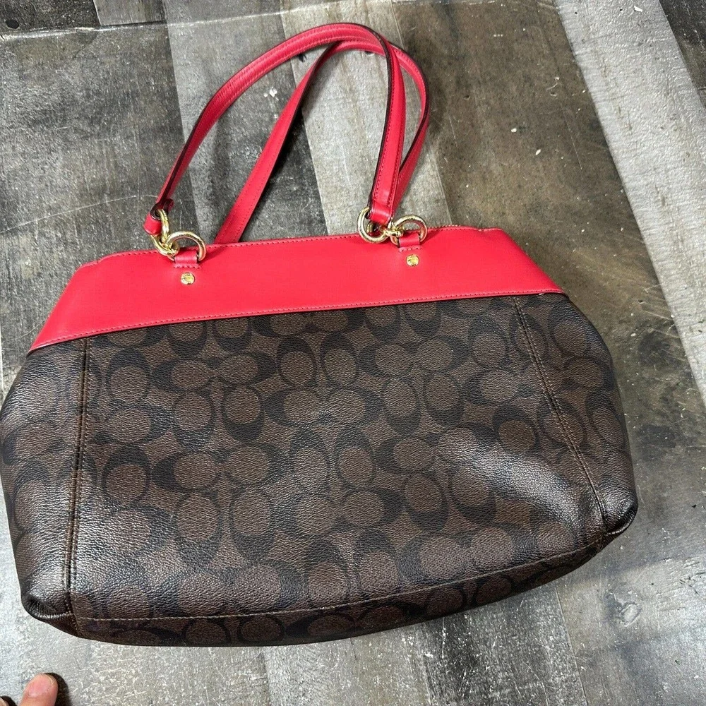 COACH BROOKE‎ CARRYALL IN SIGNATURE CANVAS (F26139) Brown True Red